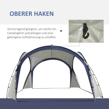 3,5 x 3,5 x 2,3 meter tuin kampeertent, blauw feesttent, zon en weerbestendig, glasvezel, melkachtig witte polyestervezel | Blauw Polyester Partytent 3,5m Weerbestendig Glasvezel Kader 4-persoons Kapel