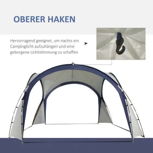 3,5 x 3,5 x 2,3 meter tuin kampeertent, blauw feesttent, zon en weerbestendig, glasvezel, melkachtig witte polyestervezel | Blauw Polyester Partytent 3,5m Weerbestendig Glasvezel Kader 4-persoons Kapel