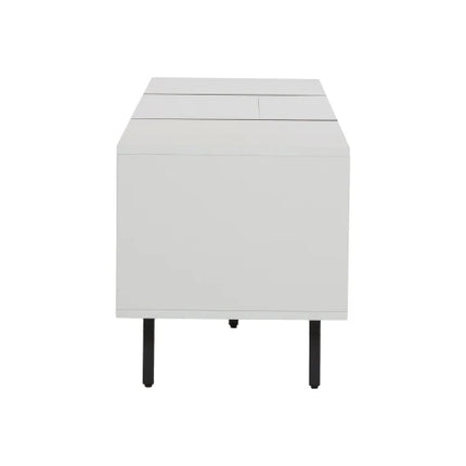 TV-kast met uittrekbare lades voor projector, laag bord met bergruimte en kleurblokontwerp, 163×40×45 cm | Moderne TV-kast hout 163cm met opbergruimte | Kleurblok zwart-wit design | Assembleerbaar meubelsystem | Hoge kwaliteit 45cm hoogte