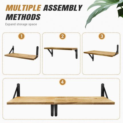 DayPlus Drijvende Planken 3 Stuks Wandplank Hout en Metaal, Wandplanken voor Opslag, Rustieke Metalen Draad, voor Thuis, Kantoor | Set van 3 Wandplanken Hout Metaal | Stevig & Decoratief | 14kg Draagvermogen
