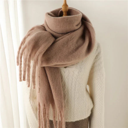 Velucci Winter Sjaal Kasjmierlook Imitatie | Grote Kwasten | Luxe & Warme Dames Sjaal 240x38 cm | Herfst & Winter Accessoire