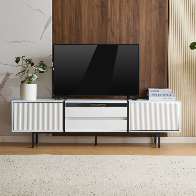 Moderne tv-boekenkast met uitschuifbare lades | TV meubel 163cm | Kleurblok ontwerp | Veel opbergruimte | Modern tv dressoir | MDF & PB plaat | Voor multimedia apparaten | Geschikt voor woonkamer