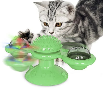 Windmolen Kat Speelgoed Interactieve Dieren Speeltjes Voor Katten Puzzel Kat Spel Speelgoed Met Draaitafel Voor Kittens Borstel Tanden Huisdier Benodigdheden | Interactieve Katten Speelgoed Windmolen Draaispeelgoed | Puzzel Speelgoed Voor Katten
