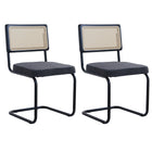 EGOONM Set van 2 Retro Eetkamerstoelen Plastic Rotan Stoelen Huis Slaapkamer Bureau Rugleuning Kruk Boog Computer Kantoor Beklede Zitting | EGOONM 2 Stoelen Set Velvet Zitting Rotan Rugleuning Metaal Frame 150kg