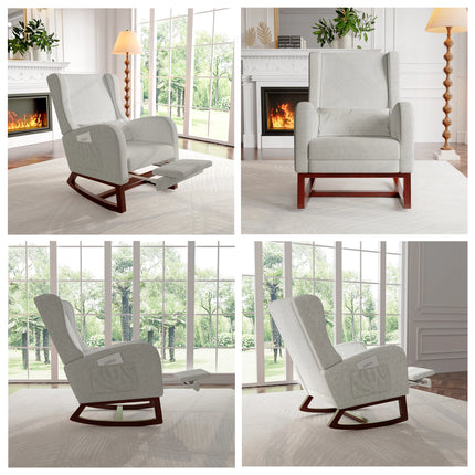 Creahappy Schommelstoel - Woonkamer Schommelstoel met Kussen - Ligstoel met Uitschuifbare Voetensteun - TV Fauteuil met Zak | Creahappy Woonkamer Stoel | Comfortabele Schommelstoel met Voetensteun | Stijlvol Relaxfauteuil