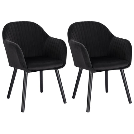 WOLTU 2 stuks/set Eetkamerstoel met Armleuningen Rugleuning Gestoffeerd Hoekstoel | Moderne Eetkamerstoel Donkergrijs Fluweel Ergonomisch Stabiel Belastbaarheid 120kg Set van 2 |