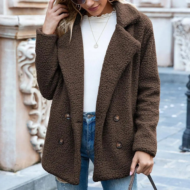 Theresa Mode Teddyjack Dames | Kort Fluffy Jas Katoen | Bruin, Zwart, Blauw, Olijfgroen | Knus Warm Trendy Design | Herfst/Winterjas | Ideaal Voor Casual Jeans & Jurken | Comfortabele Pasvorm | Berkenbosch