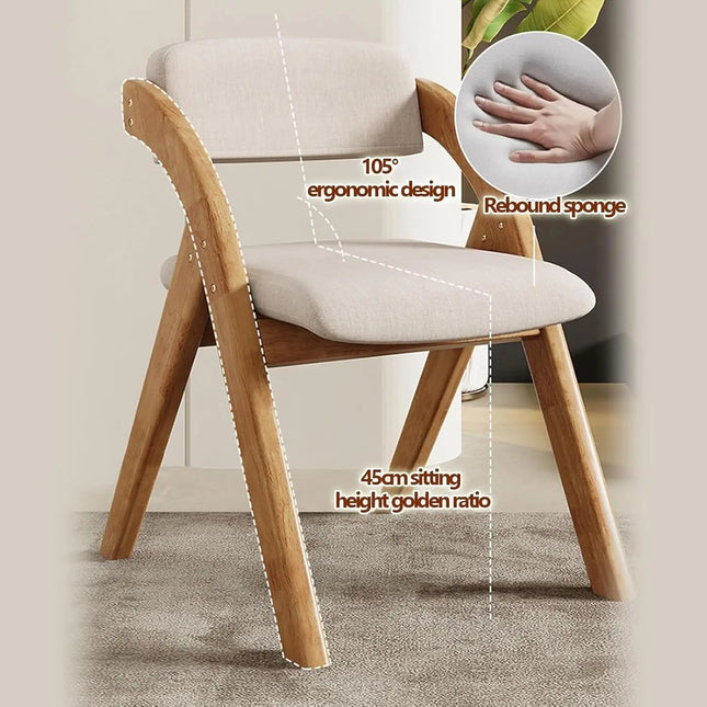 Opvouwbare massief houten stoel-eikenkleur-met rugleuning & armleuningen-eenvoudig & praktisch-voor balkon/eetkamer | Opvouwbare moderne massief houten eetkamerstoel-eikenkleur-armleuningen-rugsteun-simpel-praktisch
