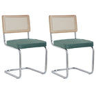 EGOONM Set van 2 Retro Eetkamerstoelen Plastic Rotan Stoelen Huis Slaapkamer Bureau Rugleuning Kruk Boog Computer Kantoor Beklede Zitting | EGOONM 2 Stoelen Set Velvet Zitting Rotan Rugleuning Metaal Frame 150kg