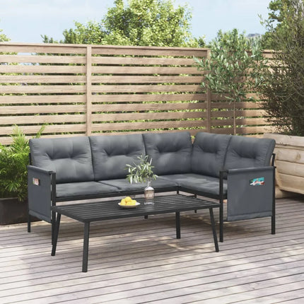 2-delige patio loungeset met sofa en bijzettafel voor buiten | Tuin loungeset buiten met opbergtassen en koffietafel voor terras en tuin