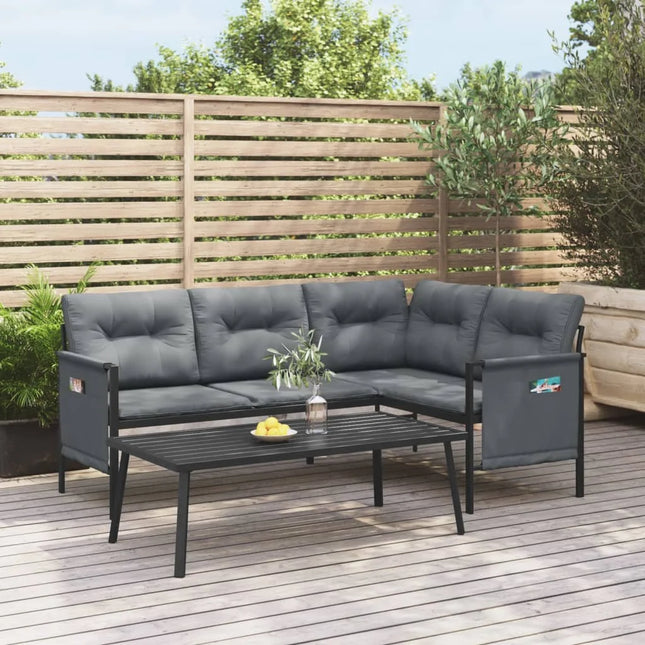 2-delige patio loungeset met sofa en bijzettafel voor buiten | Tuin loungeset buiten met opbergtassen en koffietafel voor terras en tuin
