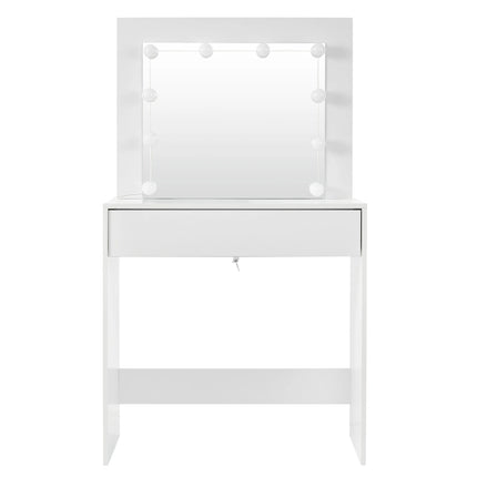 WOLTU Kaptafel Verlichting Verstelbare LED Spiegel Licht Cosmetische Tafel Met Lade | WOLTU Kaptafel Met Spiegel En 12 LED-Verlichting | Moderne Houten Tafel Met Lade | Wit Makeup Tafeltje | Past In Slaapkamer