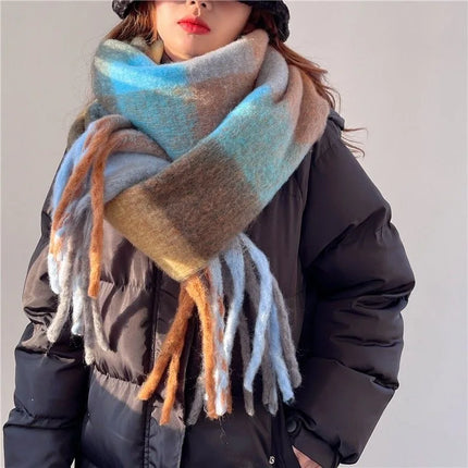 Scarvello | Regenboog Cashmere Dames Sjaal | Warme Zachte Dikke Winteraccessoire | Modieuze Grote Kleurrijke Wollen Sjaal | 38x230cm