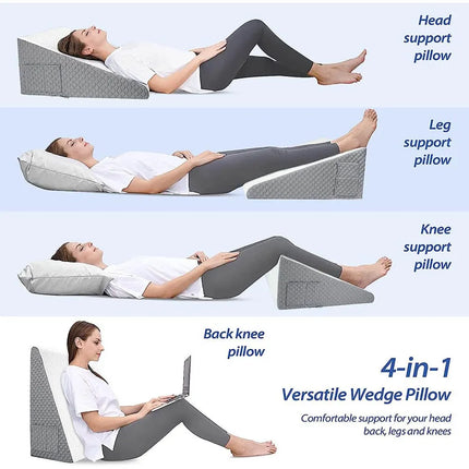 Ergonomisch Wigkussen | Ondersteunend Driehoekskussen | Geheugenfunctie Foam | Ademend | Voor Reflux en Hernstel | Reizen en Beddengoed | Polyester/Katoen | Plaid en Gestreept | ZK558 | Gewicht 1-1.5 kg | Afneembare Hoes