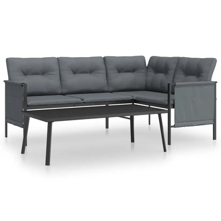 2-delige patio loungeset met sofa en bijzettafel voor buiten | Tuin loungeset buiten met opbergtassen en koffietafel voor terras en tuin