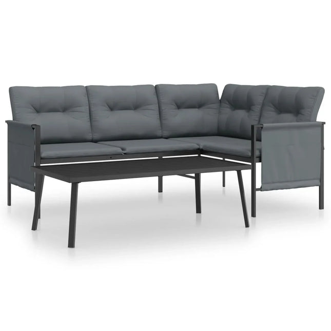 2-delige patio loungeset met sofa en bijzettafel voor buiten | Tuin loungeset buiten met opbergtassen en koffietafel voor terras en tuin
