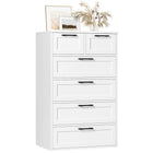 Dressoir Wit, Slaapkamer Dressoir met 6 Laden, Hoge Laden Kast Dressoir voor Woonkamer, Slaapkamer, Gang | Witte Dressoir Slaapkamerkast 6 Lades | Moderne Hoge Ladenkast | Houten Dressoir Slaapkamerwit