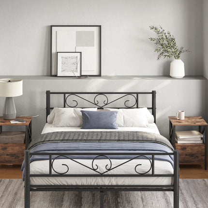 VASAGLE bed 140x200 cm, logeerbed, metalen tweepersoonsbed, bedframe, bedframe | VASAGLE Bedframe 140x200cm Metalen Tweepersoonsbed | Logeerbed met Opslag | Stabiel & Stijlvol | Eenvoudige Montage