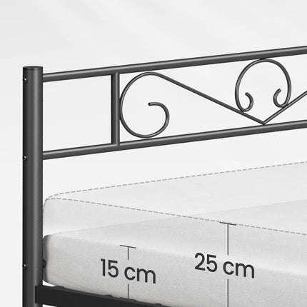 VASAGLE bed 140x200 cm, logeerbed, metalen tweepersoonsbed, bedframe, bedframe | VASAGLE Bedframe 140x200cm Metalen Tweepersoonsbed | Logeerbed met Opslag | Stabiel & Stijlvol | Eenvoudige Montage