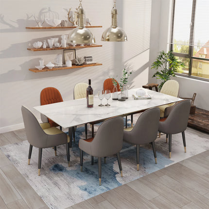 Uitschuifbare Eettafel Marmeren Blad en Metalen Frame Rechthoekige Moderne Meubels Geen Stoelen | Uitschuifbare Eettafel Marmerlook Landelijke Tafel Blad 180x85x79cm Moderne Stijl Zonder Stoelen