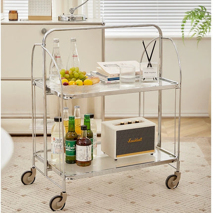 Moderne transparante glazen salontafel verrijdbare eetwagen inklapbare trolley opbergrek woonkamer bijzettafel huismeubilair | Opvouwbare glazen koffietafel met opbergruimte | Verrijdbare bijzettafel woonkamer | Industriële stijl CO3