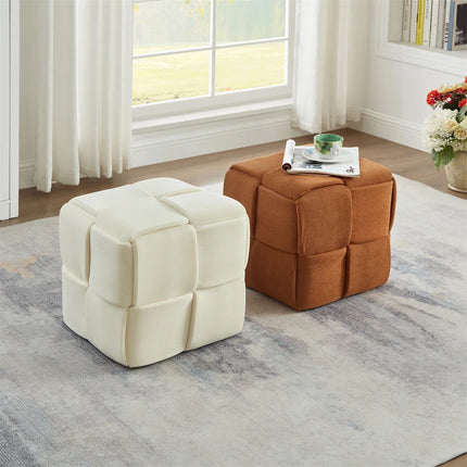 COSY HOMES-Woven Design Vierkante kruk Fijne Cord Stof, Mooi En Comfortabel-Past In Elke Kamer 40 cm Zijlengte | Moderne vierkante kruk 40x40 cm | Cosyhomes geweven ontwerp | Minimalistisch en stijlvol meubelstuk