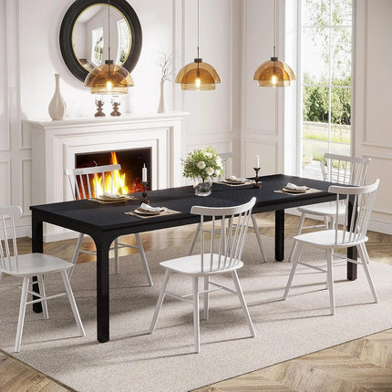 78,7 Inch Lange Eettafel voor 6-8 Personen, Grote Rechthoekige Houten Eettafel, Eettafel (Alleen Tafel) (Zwart) | Moderne Eettafel Zwart 200cm | Grote Houten Tafel voor 6-8 Personen | Assembleerbare Rechthoekige Eettafel