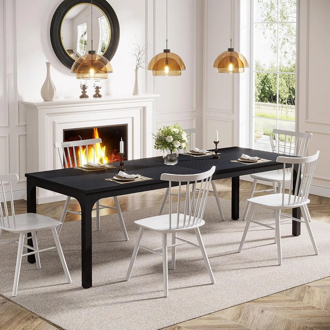 78,7 Inch Lange Eettafel voor 6-8 Personen, Grote Rechthoekige Houten Eettafel, Eettafel (Alleen Tafel) (Zwart) | Moderne Eettafel Zwart 200cm | Grote Houten Tafel voor 6-8 Personen | Assembleerbare Rechthoekige Eettafel