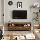 VASAGLE Lowboard TV-kast, 3 laden, breedte 147cm, stalen frame | VASAGLE TV-Meubel Industrieel Scandinavisch Ontwerp | 147x40 cm | 3 Lade | 3 Open Vakken | Vintage Bruin-Zwart | Hout Spaanplaat-Staal