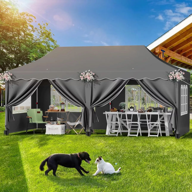 Heavy Duty Opvouwbare Paviljoen 3x6m Tuintent Pop-up Waterdicht Tuinfeest Tenten | Waterdichte Opvouwbare Paviljoen 3x6m UV50+ | Met Zijwanden | Stabiel Frame | 420D Oxford Stof | Geschikt Voor Tuinactiviteiten