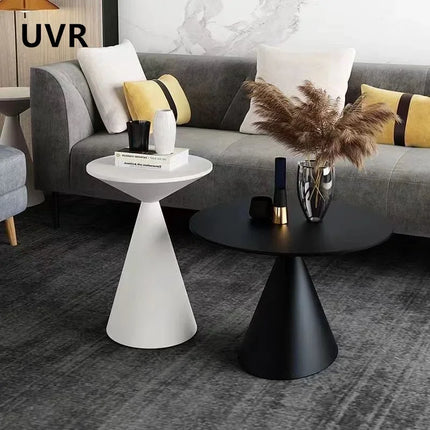 UVR Woonkamer Kleine Salontafel Slaapkamer Balkon Hoektafel Home Hotel Sofa Salontafel Modern Eenvoudige Ronde Tafel Meubels | Ronde Salontafel Modern Design Kunststof Woonkamer Balkon Slaapkamer Zwart-Wit