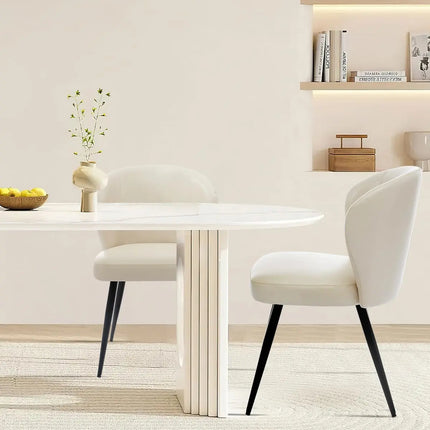 2 Stuks PU Leren Eetkamerstoelen, Moderne Eetkamer en Keukenstoelen, 265lbs Beklede Stoelen met Stalen Poten | Set van 2 Eetstoelen PU Leer | Modern Design | Ergonomisch | Geschikt voor Keuken en Eetkamer