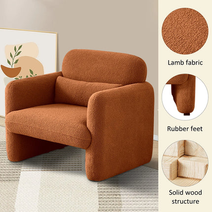Comanlai Moderne Armstoel, Comfortabele Eenzitter Sofa, Lounge Fauteuil voor Woonkamer, Zachte Schaapstof | Comanlai Armstoel Woonkamer | Lambskin Stof | Modern Design | Comfortabel | Houten Structuur