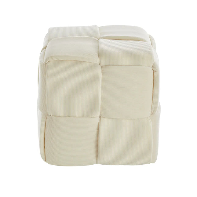 COSY HOMES-Woven Design Vierkante kruk Fijne Cord Stof, Mooi En Comfortabel-Past In Elke Kamer 40 cm Zijlengte | Moderne vierkante kruk 40x40 cm | Cosyhomes geweven ontwerp | Minimalistisch en stijlvol meubelstuk