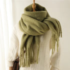 Velucci Winter Sjaal Kasjmierlook Imitatie | Grote Kwasten | Luxe & Warme Dames Sjaal 240x38 cm | Herfst & Winter Accessoire