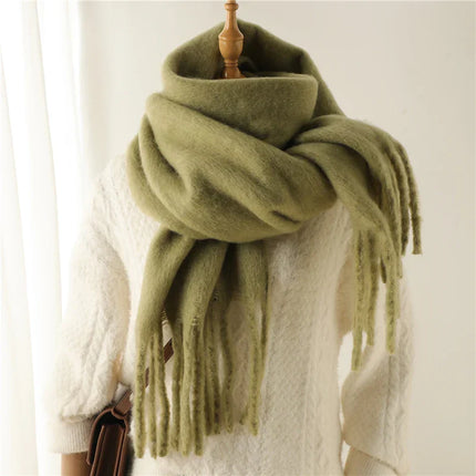 Velucci Winter Sjaal Kasjmierlook Imitatie | Grote Kwasten | Luxe & Warme Dames Sjaal 240x38 cm | Herfst & Winter Accessoire