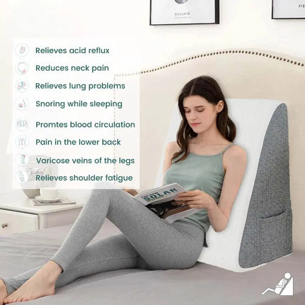 Ergonomisch Wigkussen | Ondersteunend Driehoekskussen | Geheugenfunctie Foam | Ademend | Voor Reflux en Hernstel | Reizen en Beddengoed | Polyester/Katoen | Plaid en Gestreept | ZK558 | Gewicht 1-1.5 kg | Afneembare Hoes