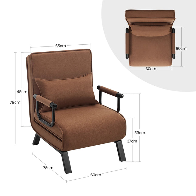 3-in-1 Slaapbank Linnen Vouwstoel met Verwijderbaar Kussen Verstelbare Rugleuning Logeerbed voor Appartement Dorm | Moderne 3-in-1 Vouwbare Slaapbank Luxe Verstelbare Rugleuning Linnen Stoffen Sofa Bed