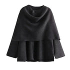 Oversized Winterjas Dames | Modieuze Asymmetrische Sjaalkraag | Enkelvoudige Knoopsluiting | Warme Dikke Polyester Stof | Comfortabel Stijlvol Herfst Winter Bovenkleding