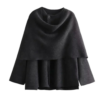 Oversized Winterjas Dames | Modieuze Asymmetrische Sjaalkraag | Enkelvoudige Knoopsluiting | Warme Dikke Polyester Stof | Comfortabel Stijlvol Herfst Winter Bovenkleding