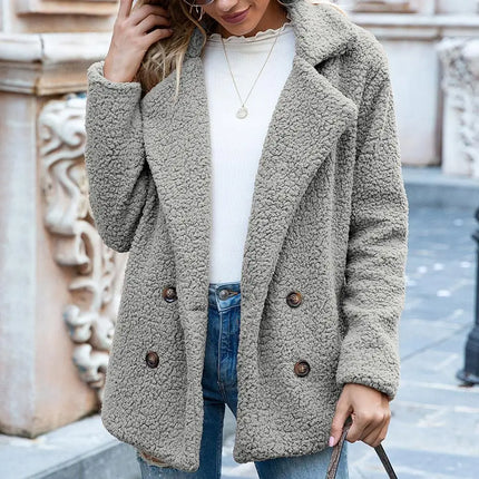 Theresa Mode Teddyjack Dames | Kort Fluffy Jas Katoen | Bruin, Zwart, Blauw, Olijfgroen | Knus Warm Trendy Design | Herfst/Winterjas | Ideaal Voor Casual Jeans & Jurken | Comfortabele Pasvorm | Berkenbosch