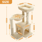 2 in 1 Kattenboom voor Binnen Kleine Kattentoren met Sisal Krabpaal Gezellige Condo Hangmat Kattenbed Huis Kattenaccessoires Katspeelgoed | PEQULTI Kattenboom Binnen | Krabpaal | Kattenhuis met Hangmat | Grijs/Beige