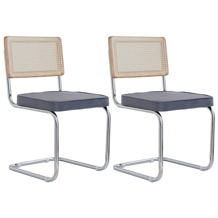 EGOONM Set van 2 Retro Eetkamerstoelen Plastic Rotan Stoelen Huis Slaapkamer Bureau Rugleuning Kruk Boog Computer Kantoor Beklede Zitting | EGOONM 2 Stoelen Set Velvet Zitting Rotan Rugleuning Metaal Frame 150kg
