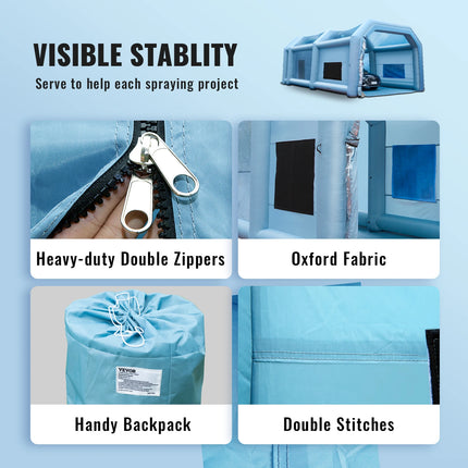 Opblaasbare Spuitcabine met Blazers | SucceBuy Professionele Opblaasbare Spuitcabine | Grote Tent voor Autospuitwerk | 210D Oxford Stof | Met Filter- en Ventilatiesysteem | Gemakkelijk op te zetten en op te bergen