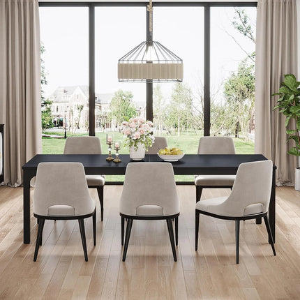 78,7 Inch Lange Eettafel voor 6-8 Personen, Grote Rechthoekige Houten Eettafel, Eettafel (Alleen Tafel) (Zwart) | Moderne Eettafel Zwart 200cm | Grote Houten Tafel voor 6-8 Personen | Assembleerbare Rechthoekige Eettafel