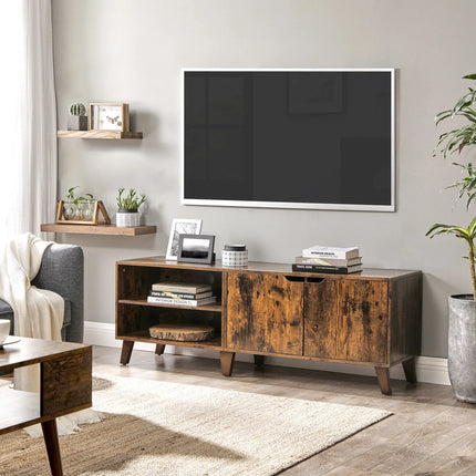 VASAGLE Lage kast TV-wardrobe, Lang 140cm, voor televisie tot 65 inch | VASAGLE TV Meubel 140 cm Modern Witte Kleur | Magnetisch Deur | Verstelbare Planken | TV Kast Tot 50 Kg Belastbaarheid