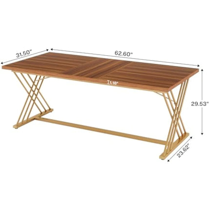 63-inch Eettafel voor 4-6 Personen, Keukentafel Eetkamertafel voor Woonkamer, Keuken, Rechthoekige Tafel, Bruin | Moderne Eettafel 160 cm | Eiken Bruin | Metaal | Keuken Woonkamer | Industriële Tafel