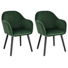 WOLTU 2 stuks/set Eetkamerstoel met Armleuningen Rugleuning Gestoffeerd Hoekstoel | Moderne Eetkamerstoel Donkergrijs Fluweel Ergonomisch Stabiel Belastbaarheid 120kg Set van 2 |
