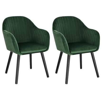 WOLTU 2 stuks/set Eetkamerstoel met Armleuningen Rugleuning Gestoffeerd Hoekstoel | Moderne Eetkamerstoel Donkergrijs Fluweel Ergonomisch Stabiel Belastbaarheid 120kg Set van 2 |