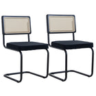 EGOONM Set van 2 Retro Eetkamerstoelen Plastic Rotan Stoelen Huis Slaapkamer Bureau Rugleuning Kruk Boog Computer Kantoor Beklede Zitting | EGOONM 2 Stoelen Set Velvet Zitting Rotan Rugleuning Metaal Frame 150kg